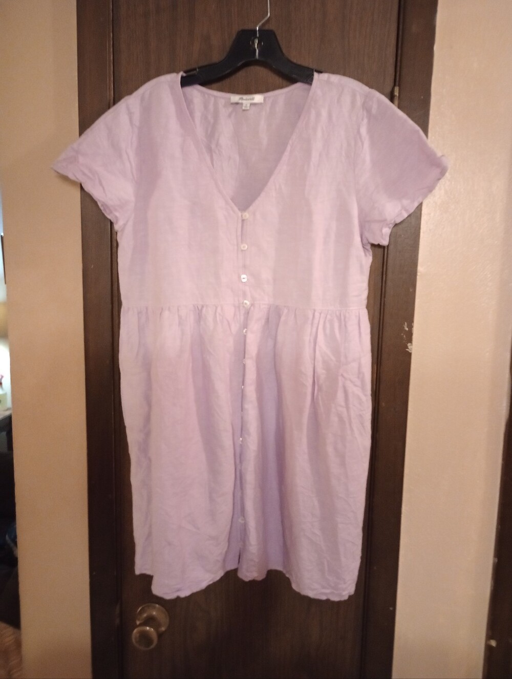 Madewell Linen Alexandra Button Front Mini Dress